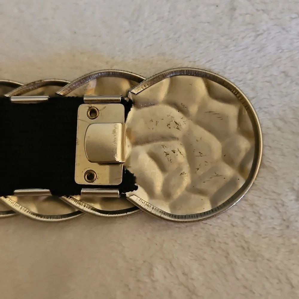 Vintage Silver Circle Hammered Metal Stretch Belt